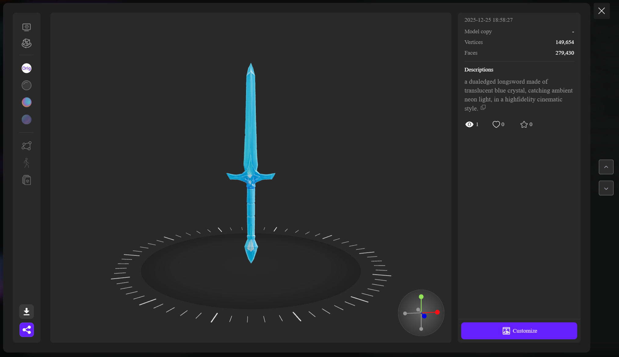 Download 3D model as GLB, OBJ, or STL formats in Neural4D