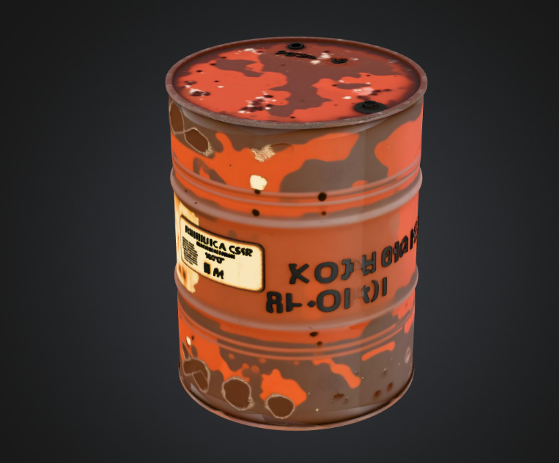 rusty barrel by meshy