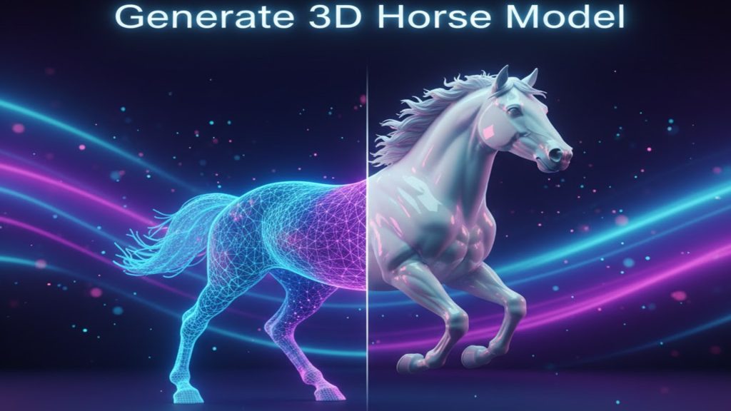 3D horse model for Year of the Horse 2026 showing clean quad topology