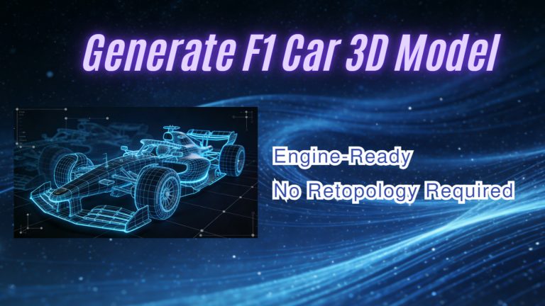 High-fidelity F1 car 3D model generated for game engines and 3D printing