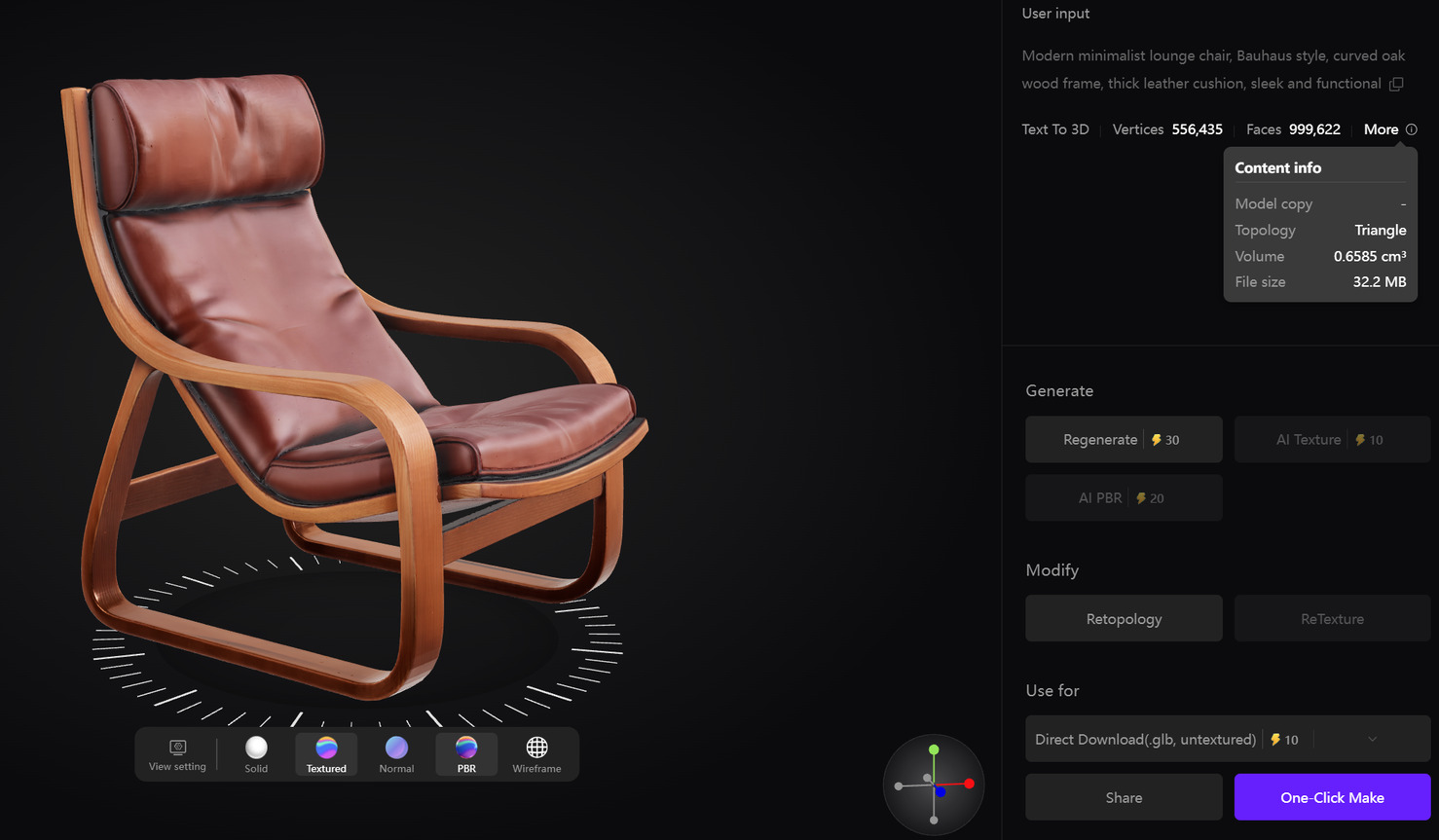 3D model of modern lounge chair for interior design prototyping