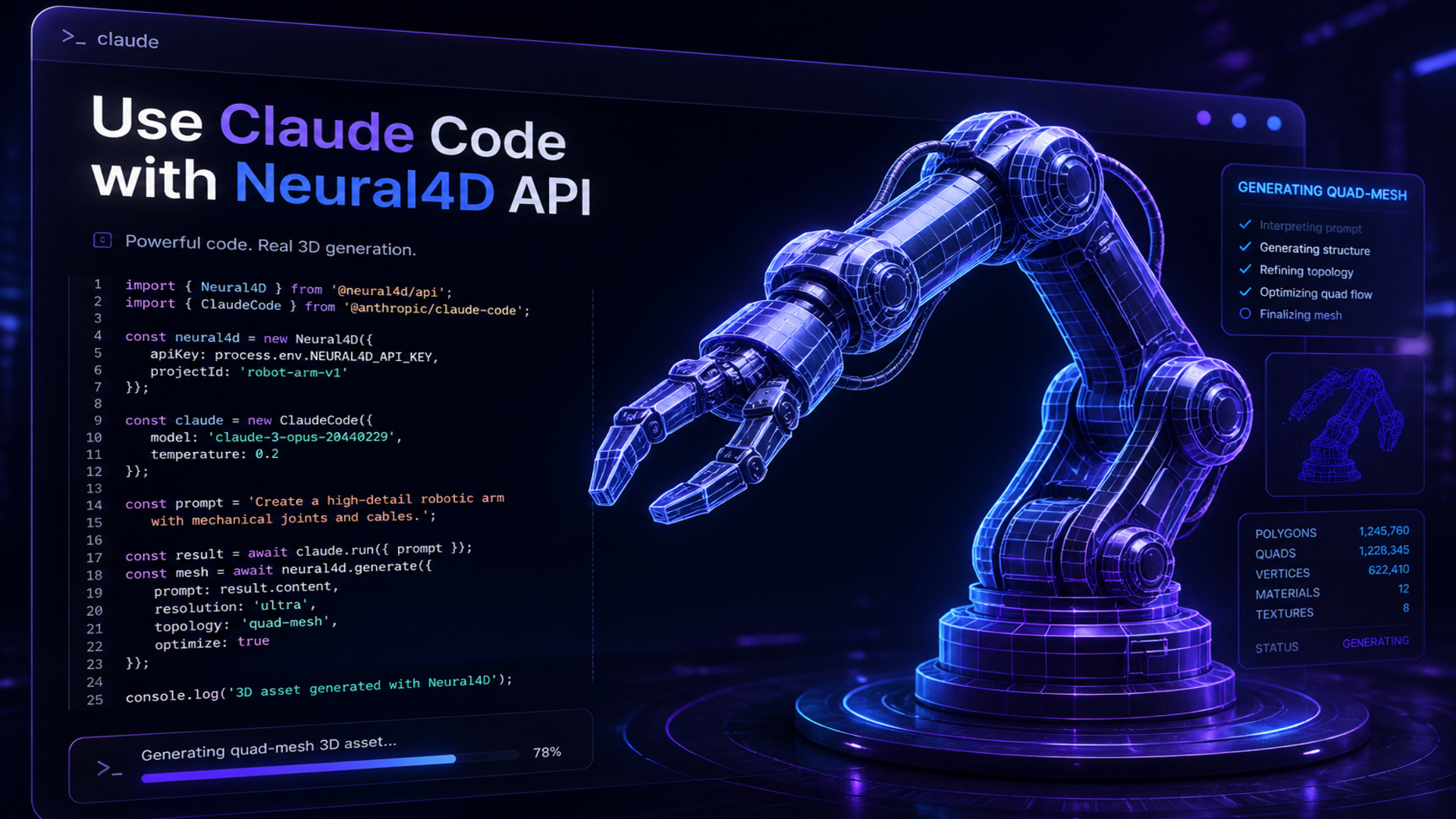 Use Claude Code with Neural4D API to Automate Your 3D Asset Pipeline