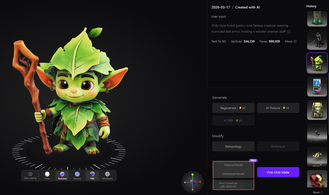 Neural4D download generated 3d model