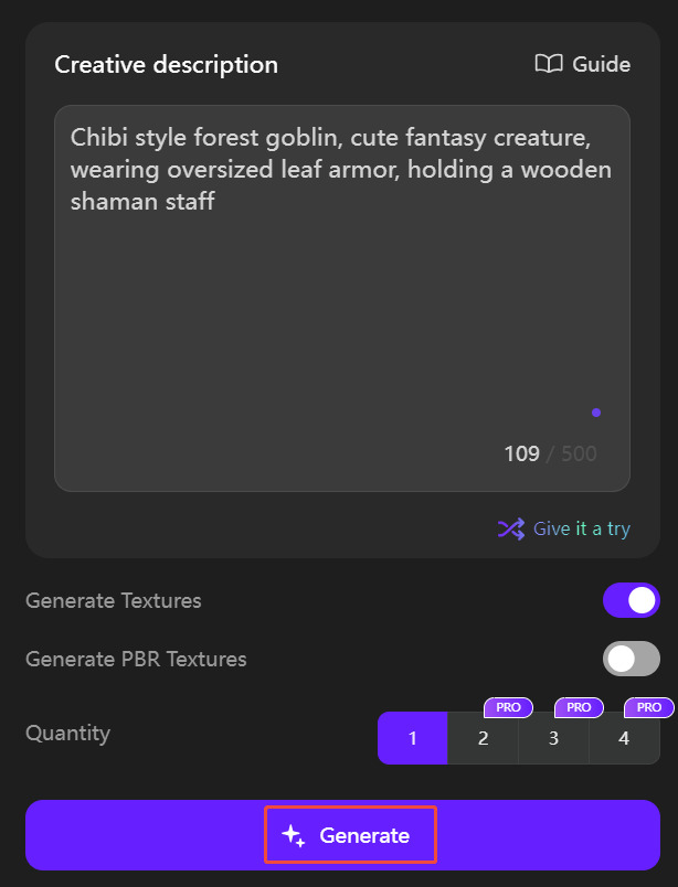 Generate a 3D image from text