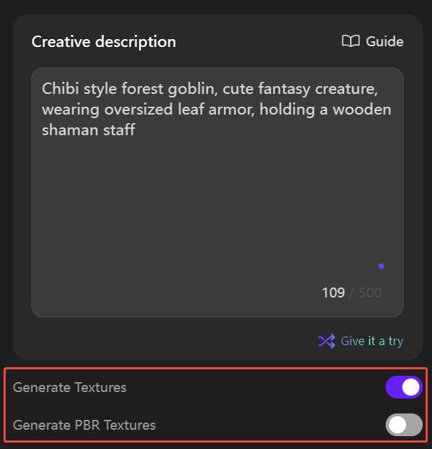 Configuring texture generation settings for STL export