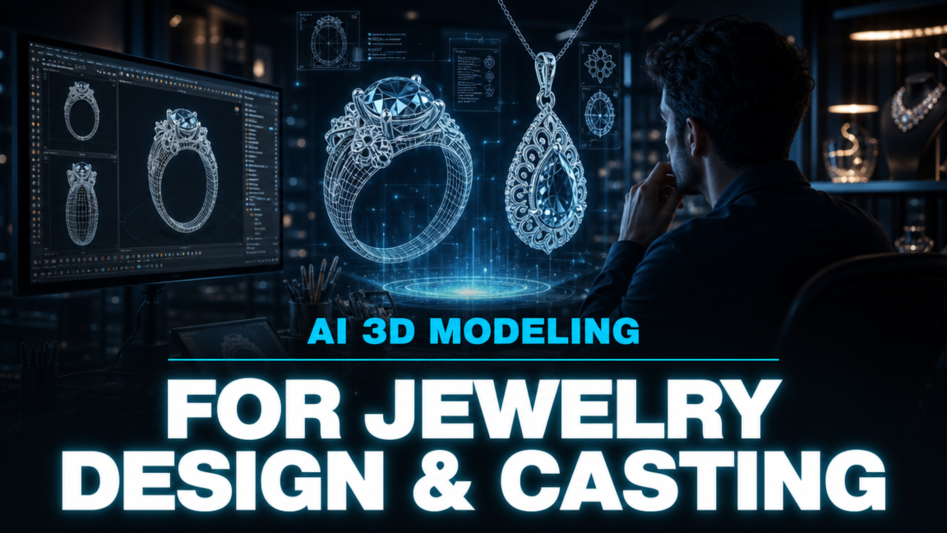 AI 3D jewelry modeling for design and casting - magazine style hero