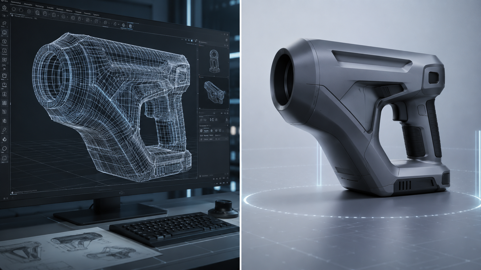 AI 3D modeling workflow comparison: manual vs AI-generated geometry for product design