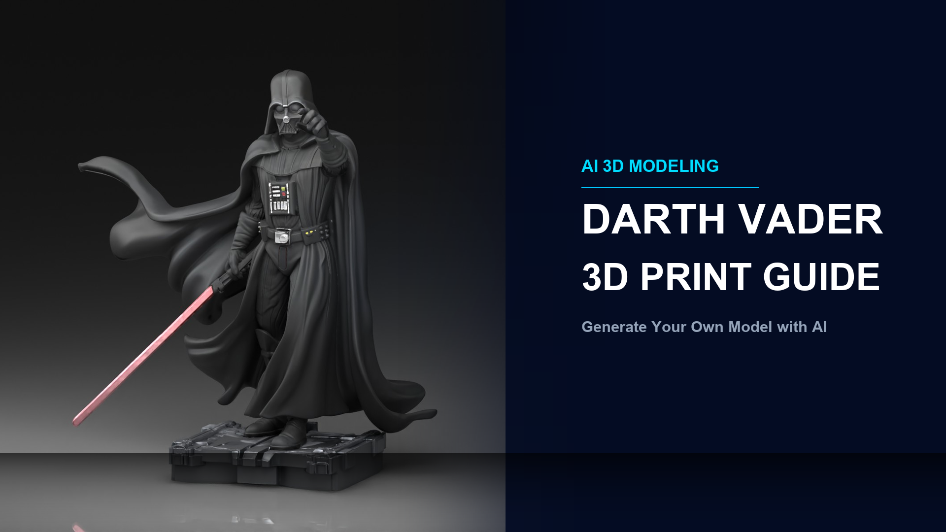 AI-generated Darth Vader 3D print model with Neural4D — cinematic hero image