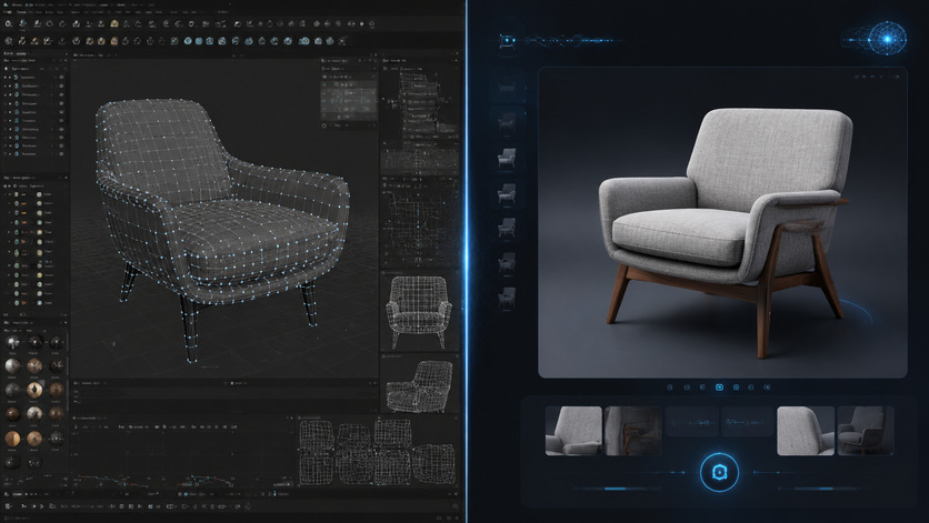 Traditional vs AI 3D modeling workflow for interior design