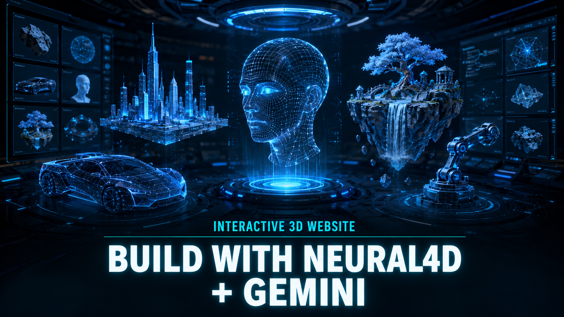 Interactive 3D Website with Neural4D and Gemini: 3D birthday cake model in a futuristic AI studio