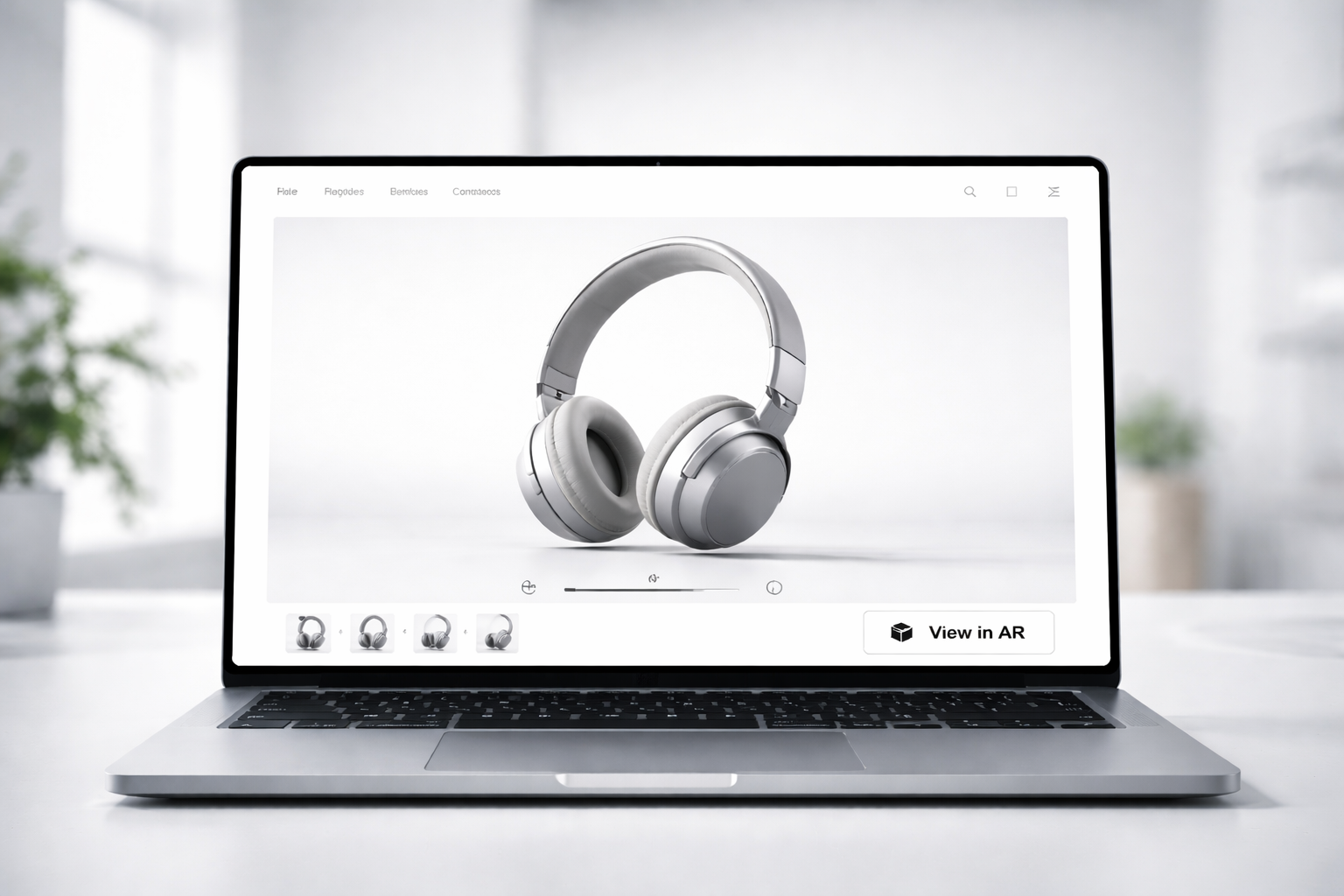 Shopify product page with 3D model viewer and AR button active on a mobile device