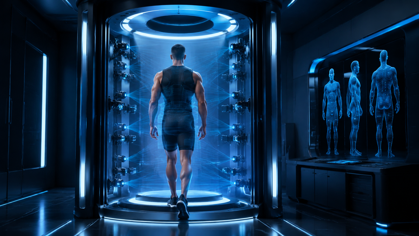 3D player scanning pod at the 2026 World Cup creating millimeter-accurate digital human avatars