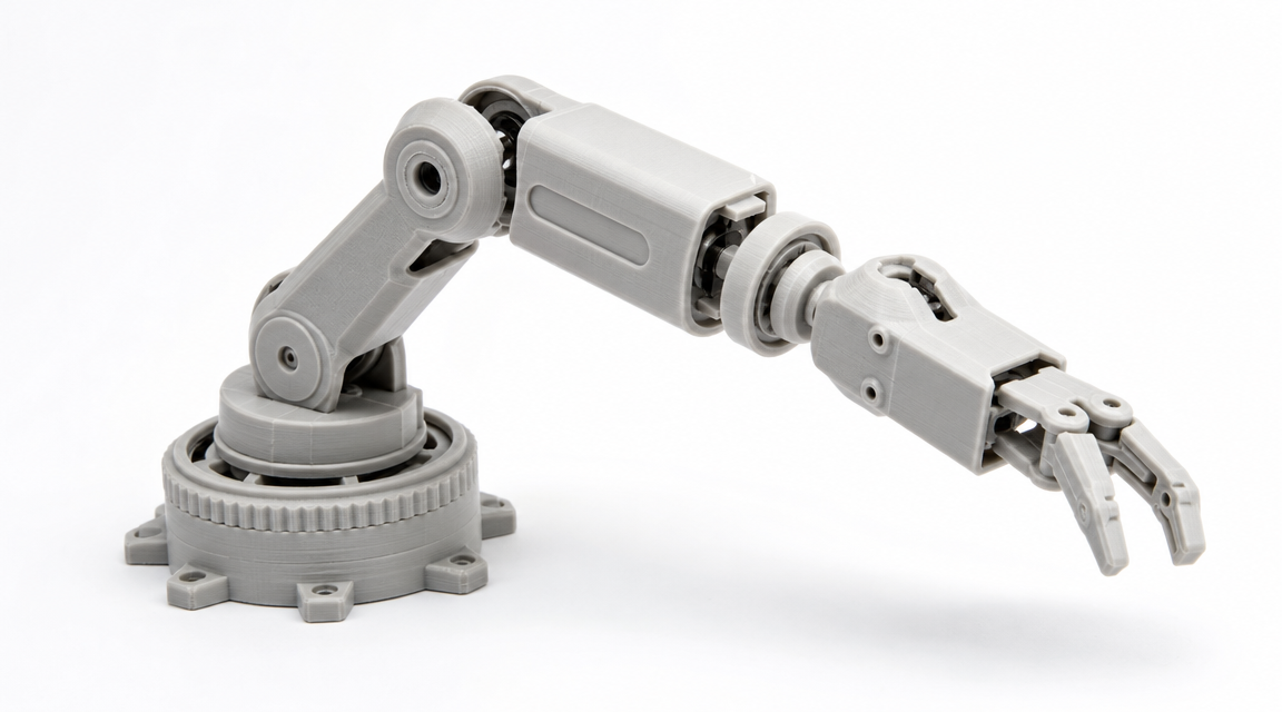 3D printed object comparison showing component-aware generation with separate movable joints versus fused single-block mesh output from other generators