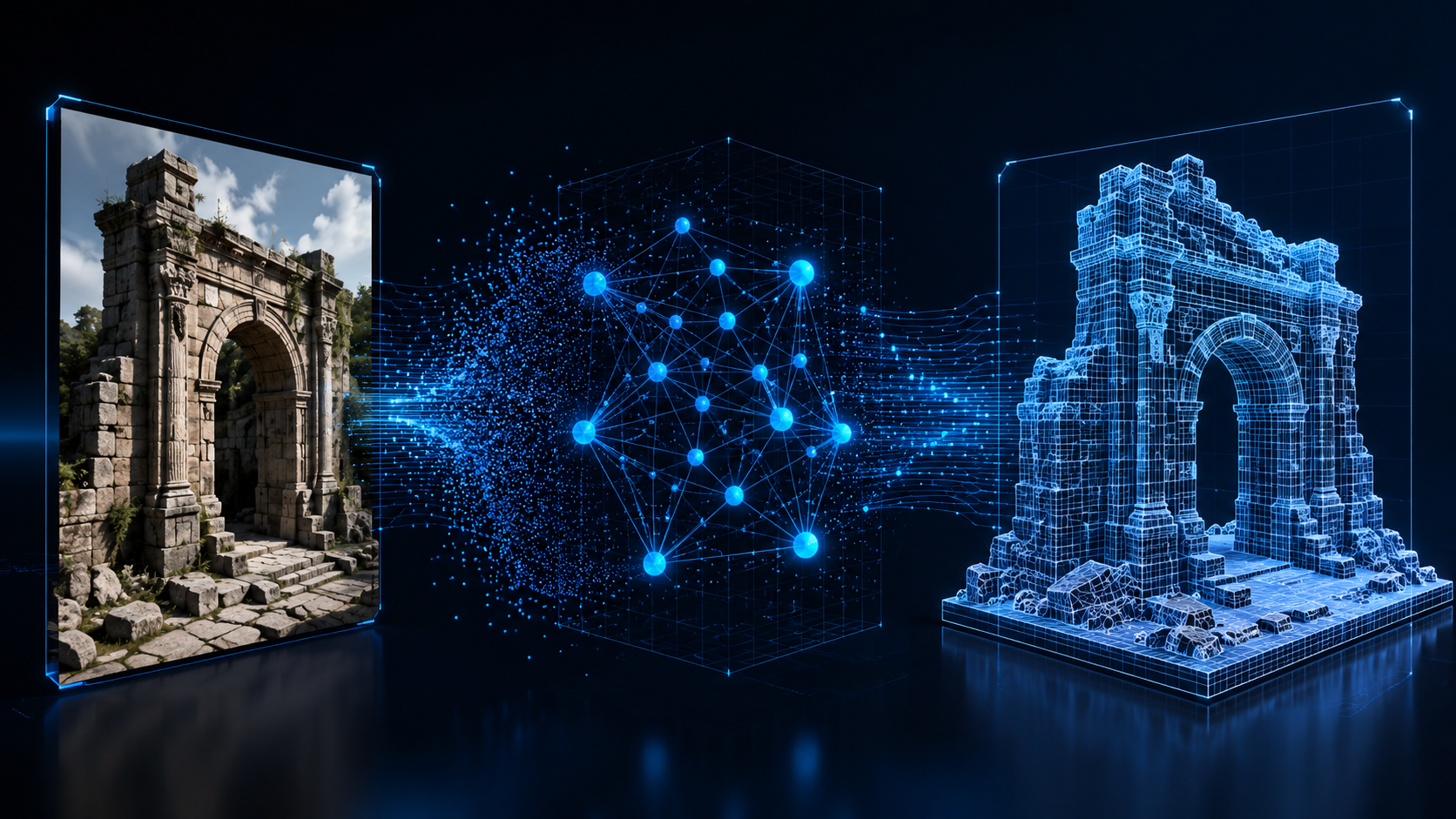 Neural4D Image to 3D workflow showing reference image upload AI preview and STL export interface