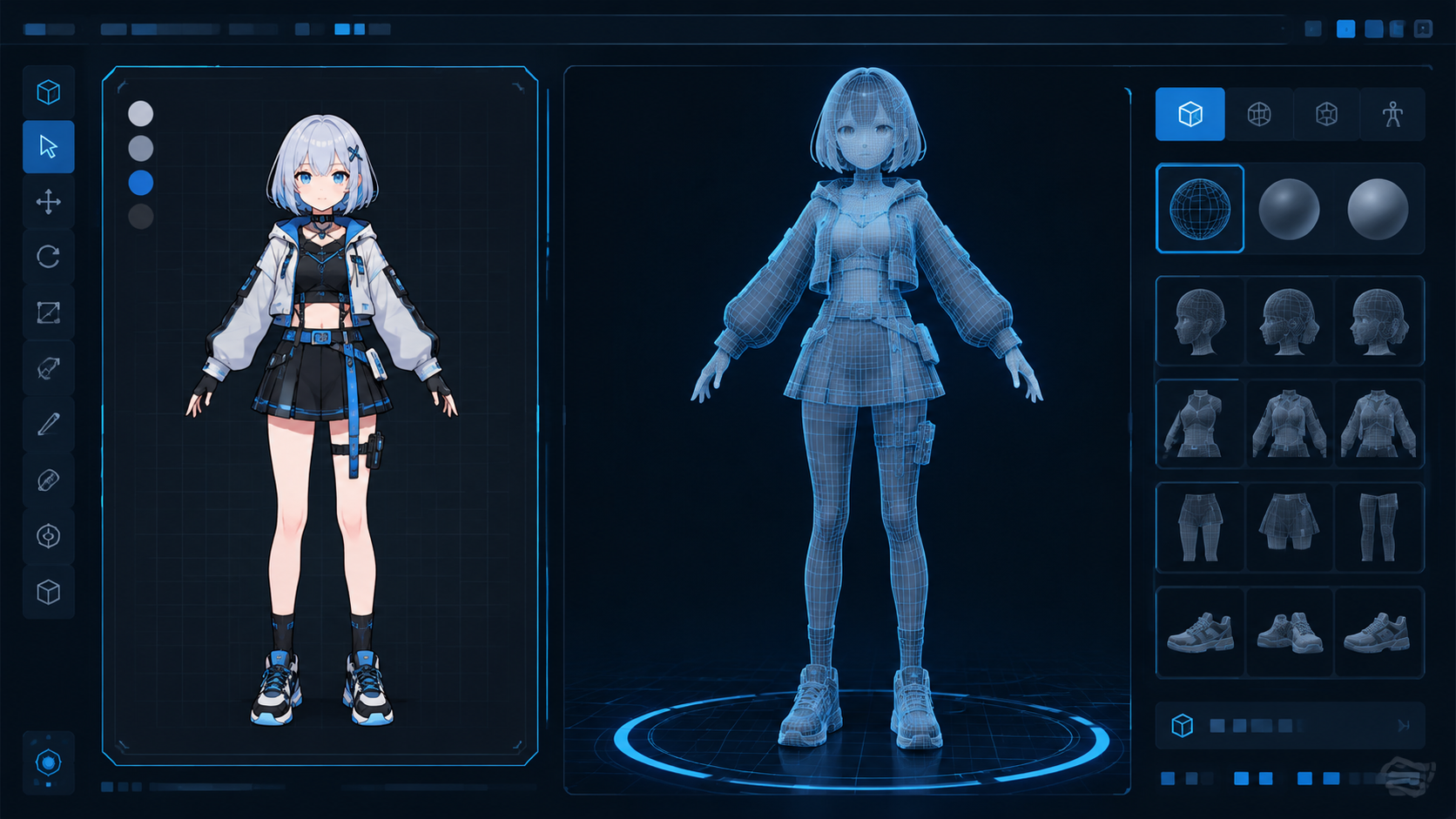 Neural4D Image to 3D interface showing a generated anime-style model being prepared for export