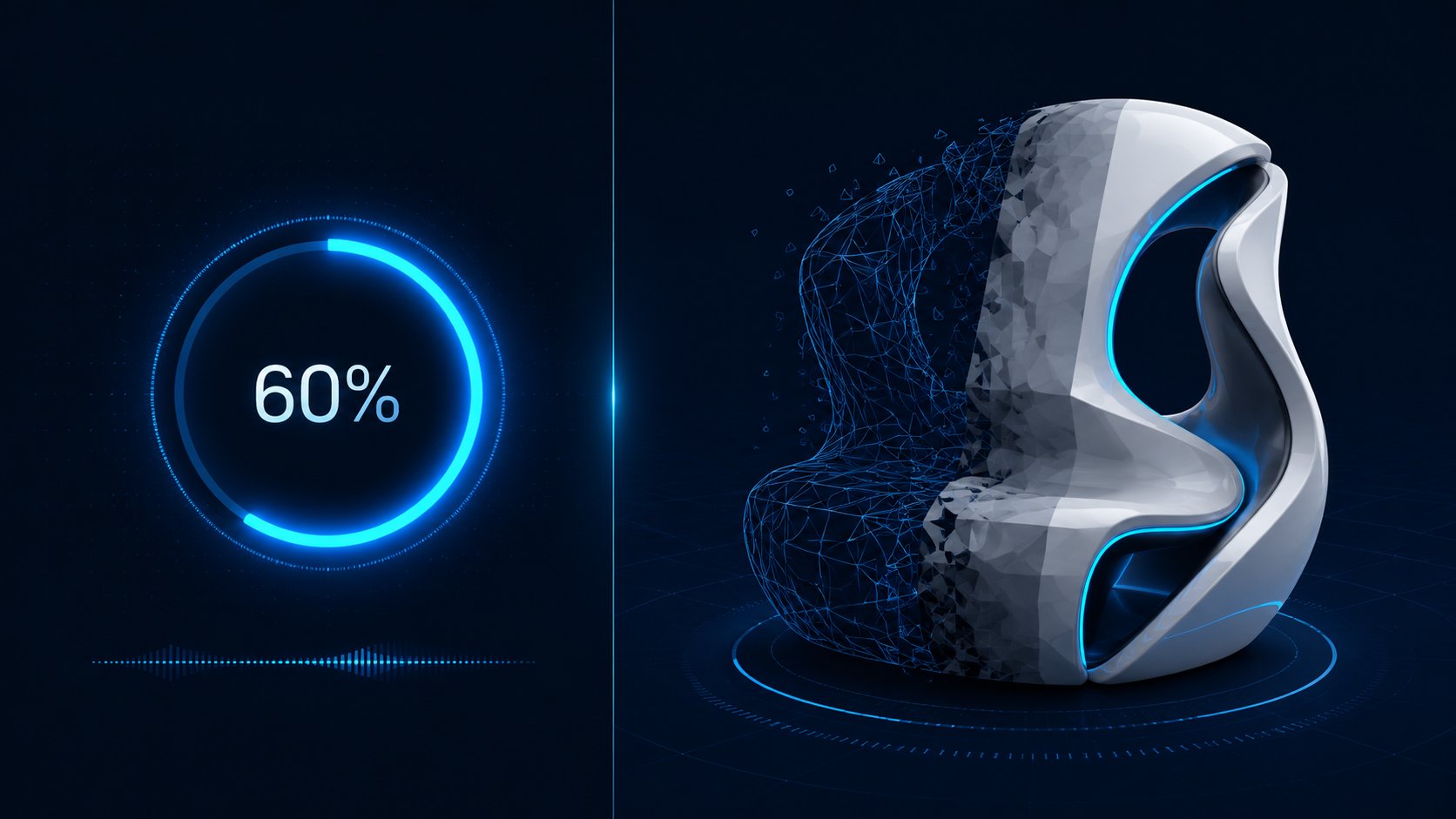3D model loading progress indicator showing percentage-based loading bar inside a React Three Fiber canvas with Suspense fallback