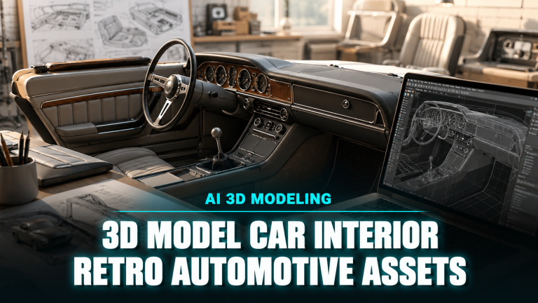 3D model car interior 1990s retro automotive asset creation with AI