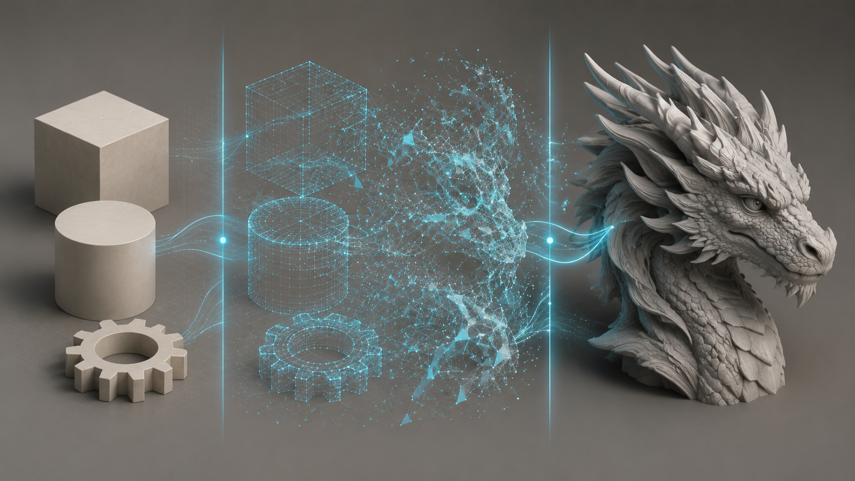 Comparison of different 3D modeling software categories from CAD geometry to organic sculpting to AI generation