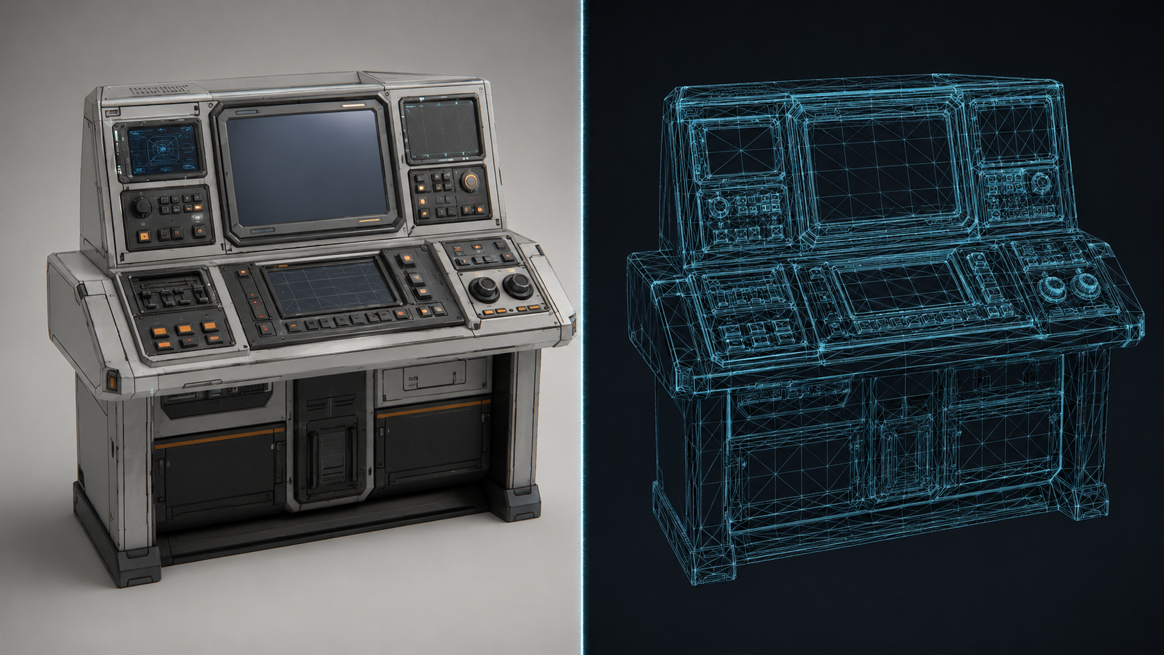 Split view showing a reference image on the left and the resulting AI-generated 3D mesh on the right, demonstrating the Image to 3D workflow