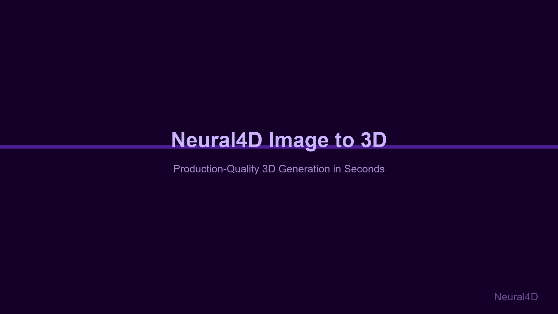 Neural4D Image to 3D transformation showcase showing multiple high-quality 3D models generated from 2D images