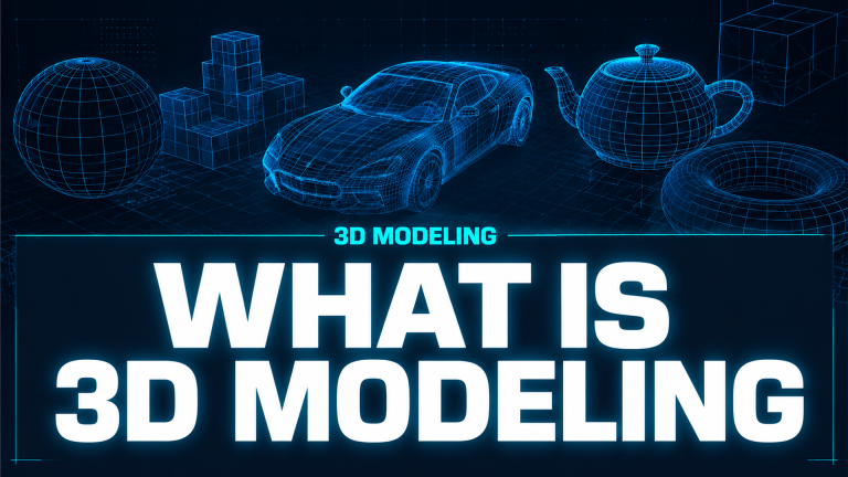 What Is 3D Modeling educational article cover with magazine style title 3D MODELING