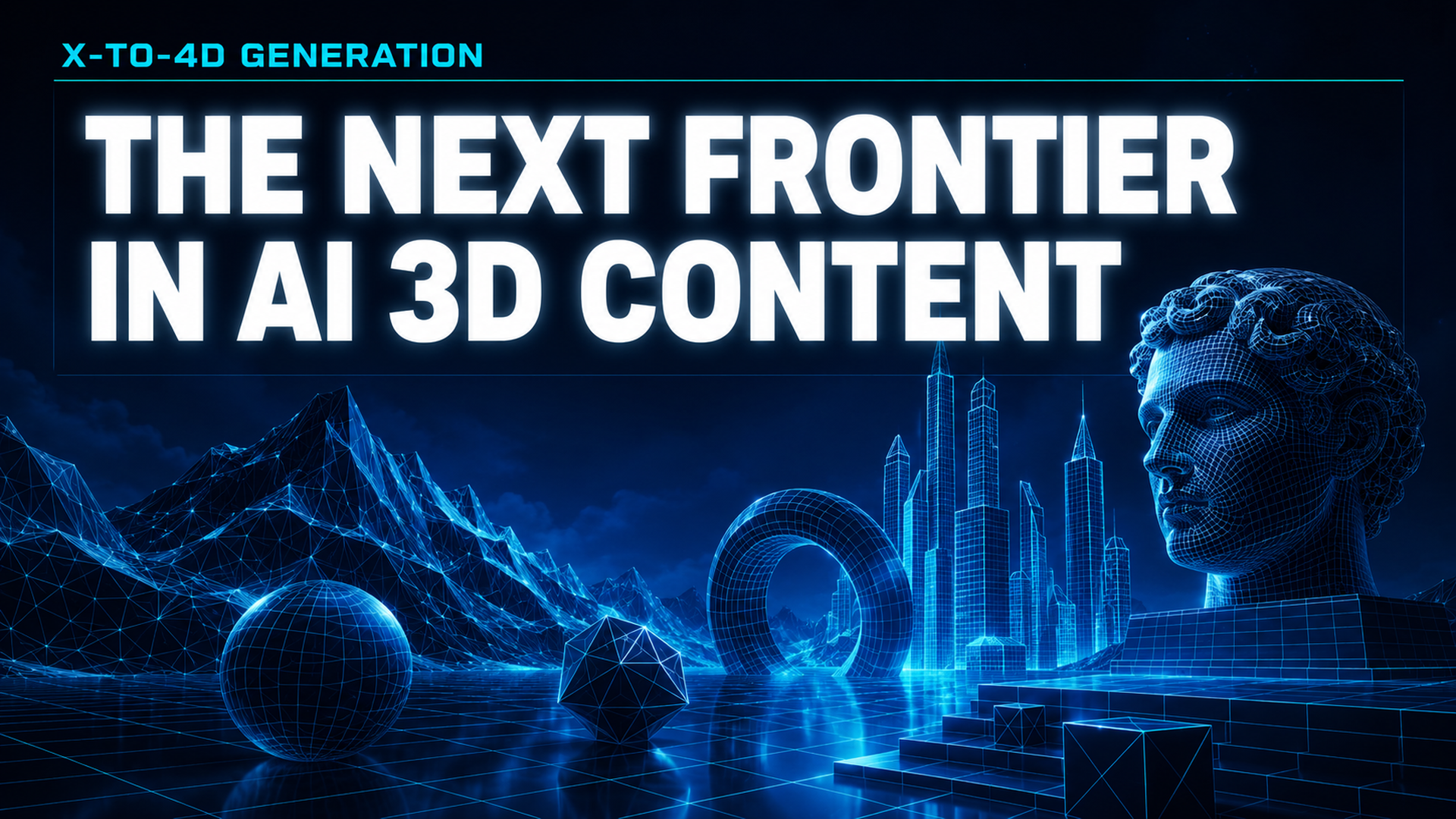 X-to-4D generation hero image showing the shift from static 3D to dynamic 4D content creation
