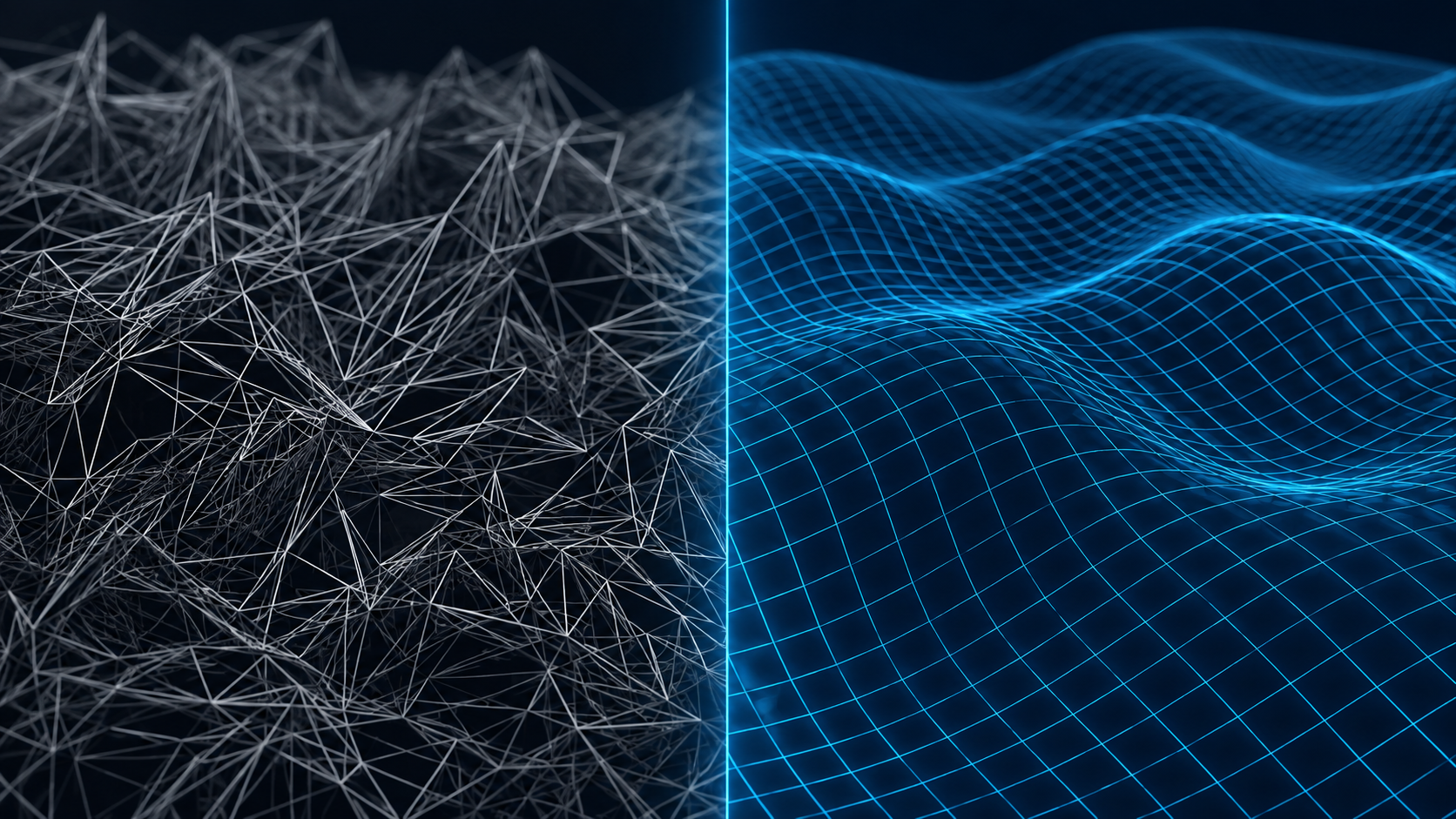 Comparison of clean structured mesh output versus messy triangle soup output from AI 3D generators