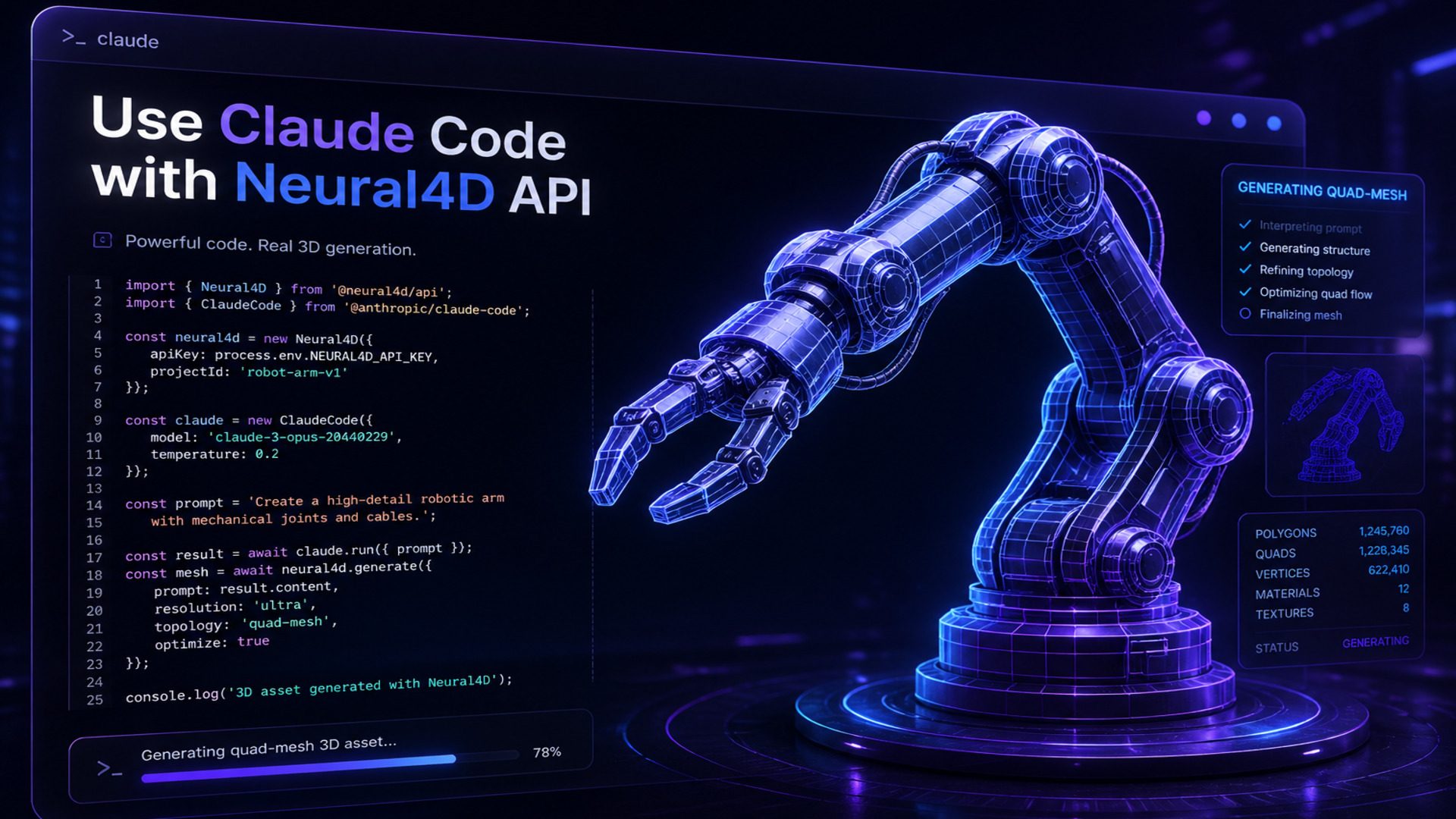 Use Claude Code with Neural4D API to Automate Your 3D Asset Pipeline