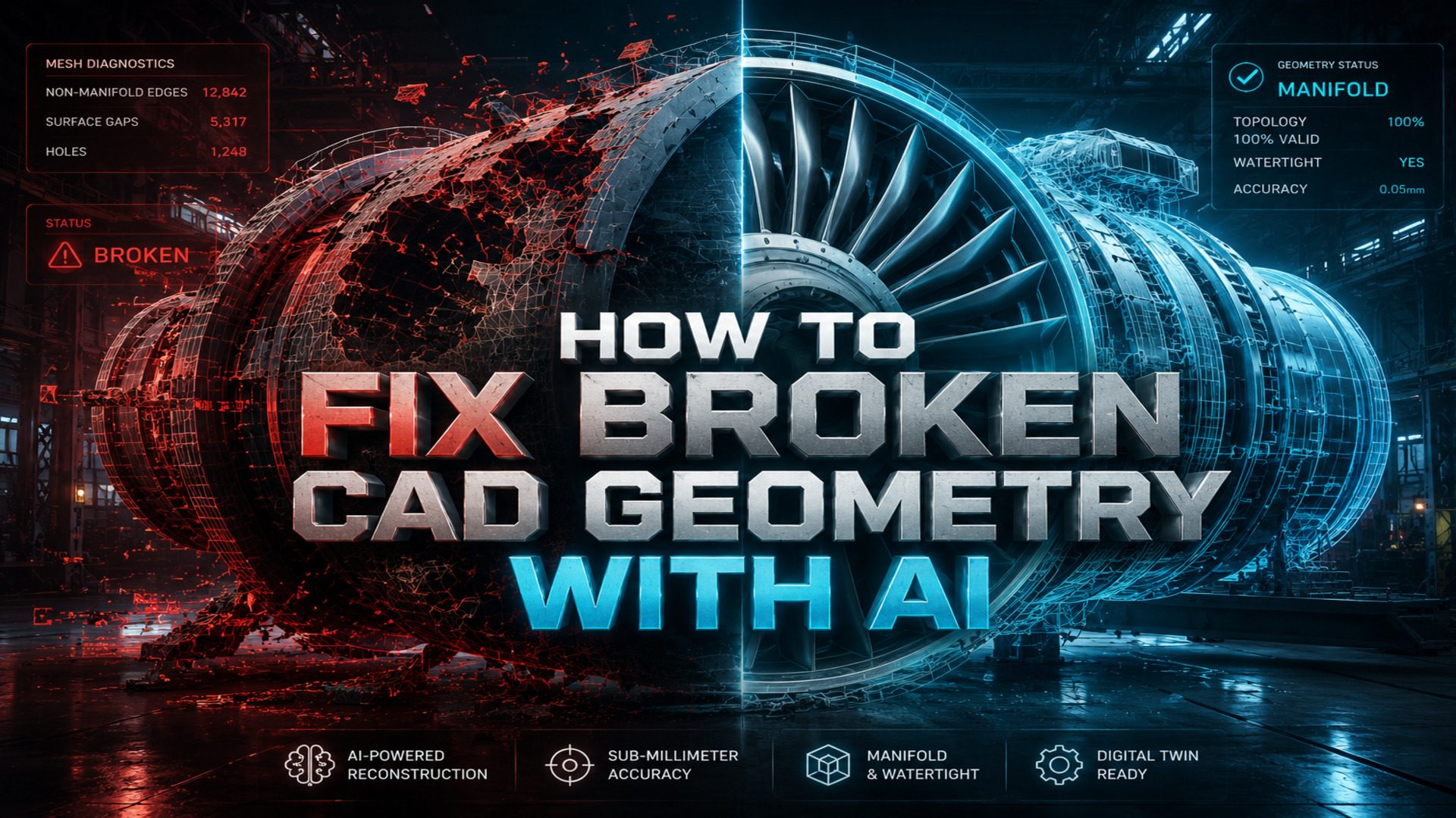 How to Fix Broken CAD Geometry for Digital Twins with AI