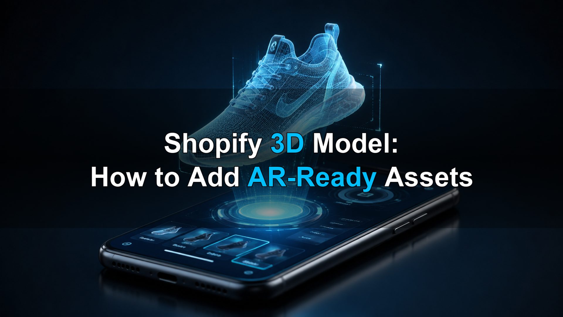 Shopify 3D model AR product visualization on a smartphone with holographic product display