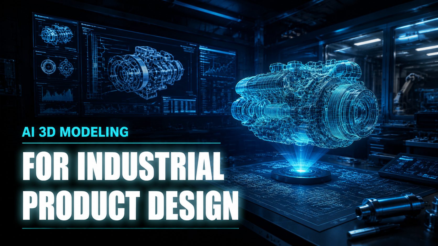 AI 3D modeling workflow generating watertight prototypes for industrial product design