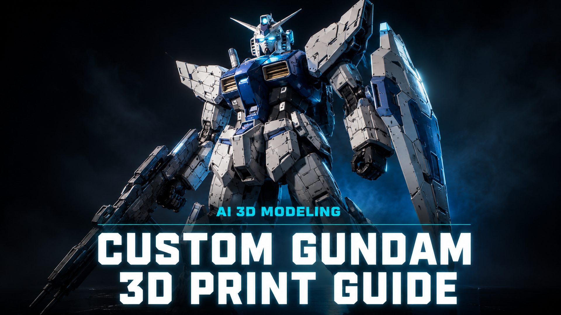 Custom Gundam 3D print model generated using Neural4D AI Image to 3D