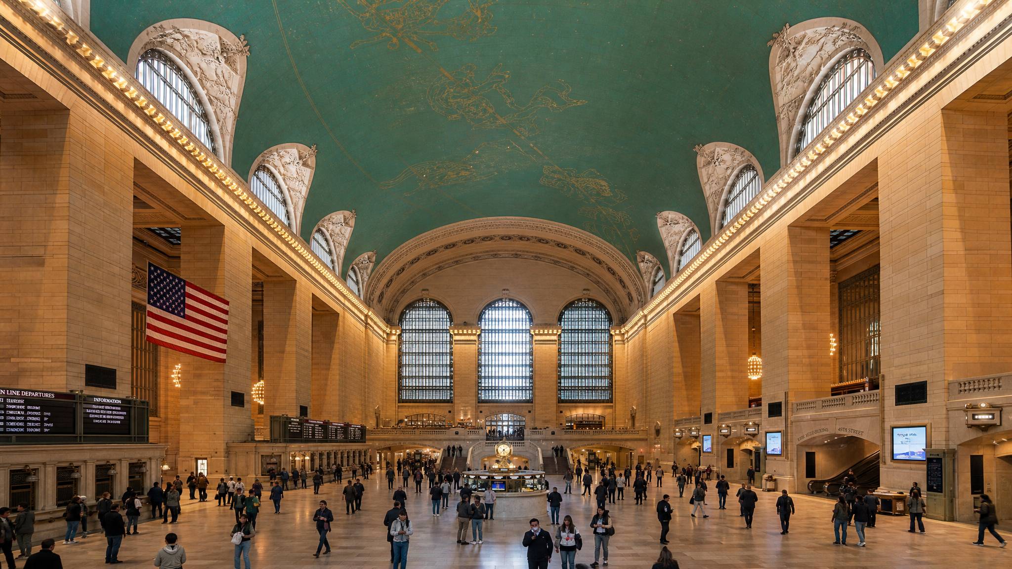 Grand Central Station main concourse interior 3D model showing the vaulted ceiling with zodiac mural
