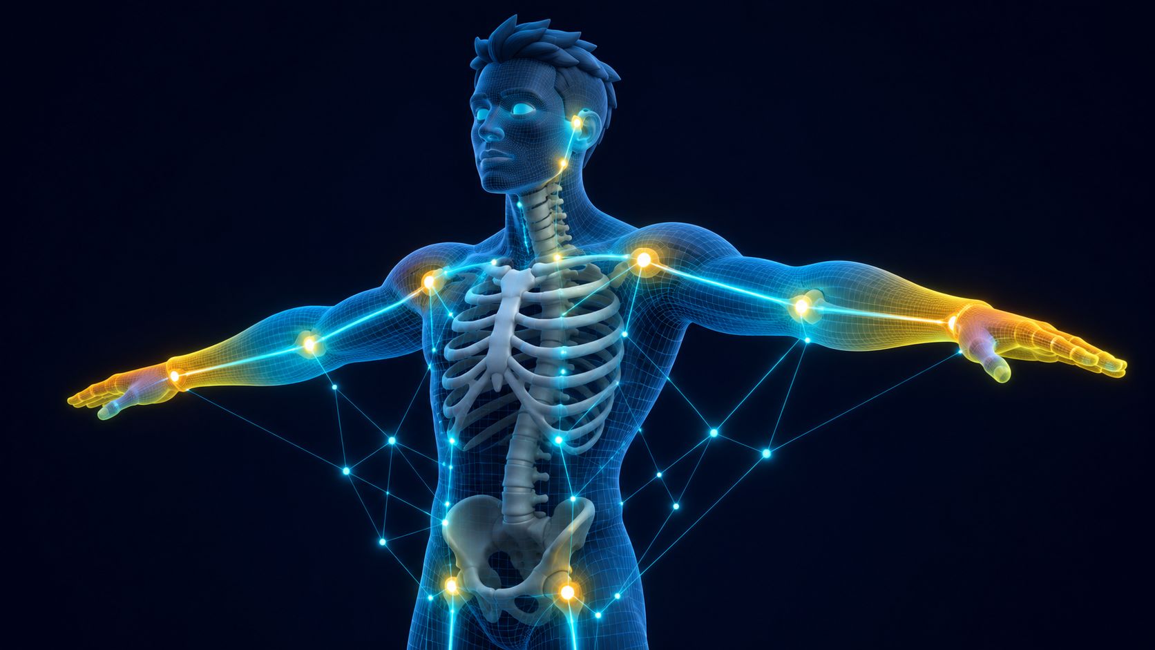 A character model with a skeleton and accurate skin weights generated automatically by AI in one step