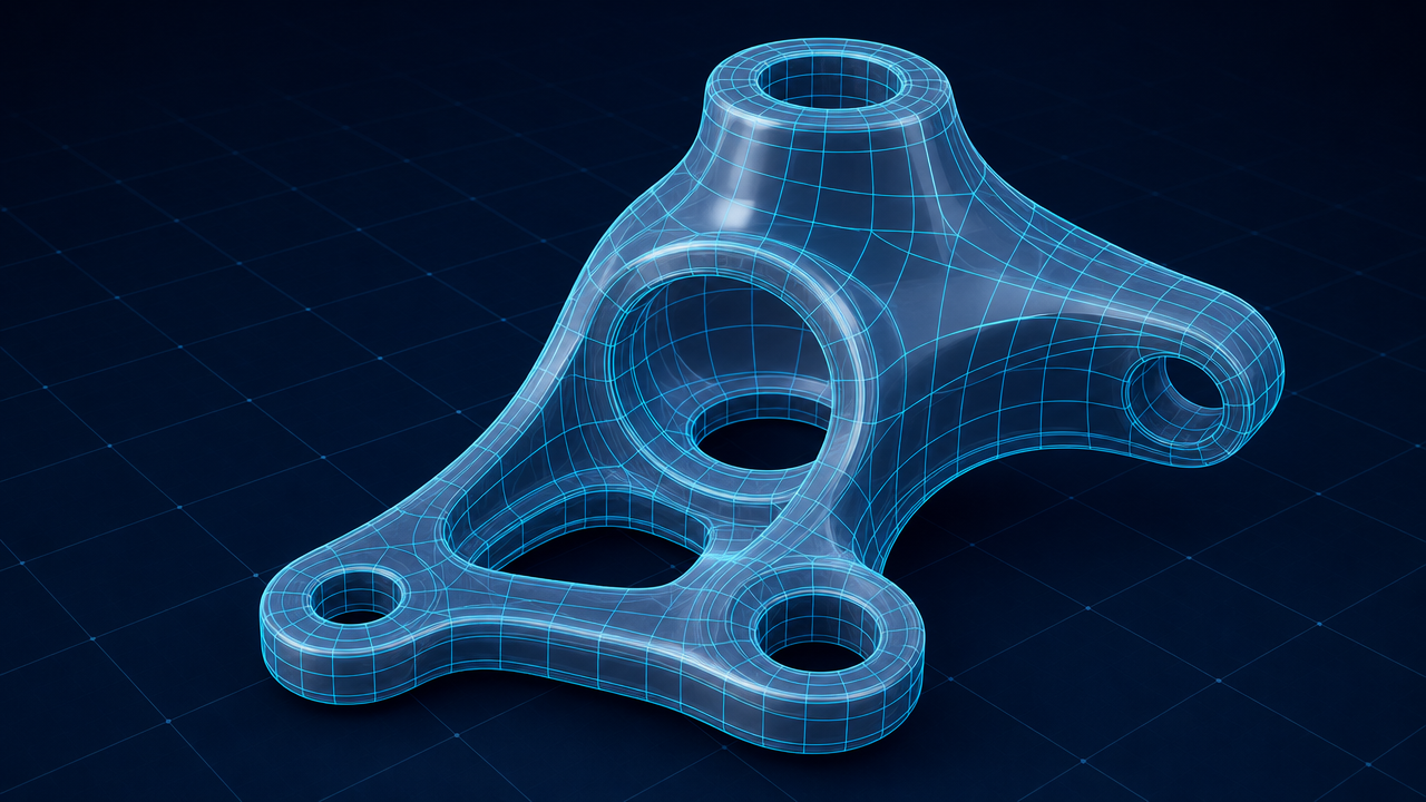 AI-generated 3D model with a clean automatically computed UV overlay