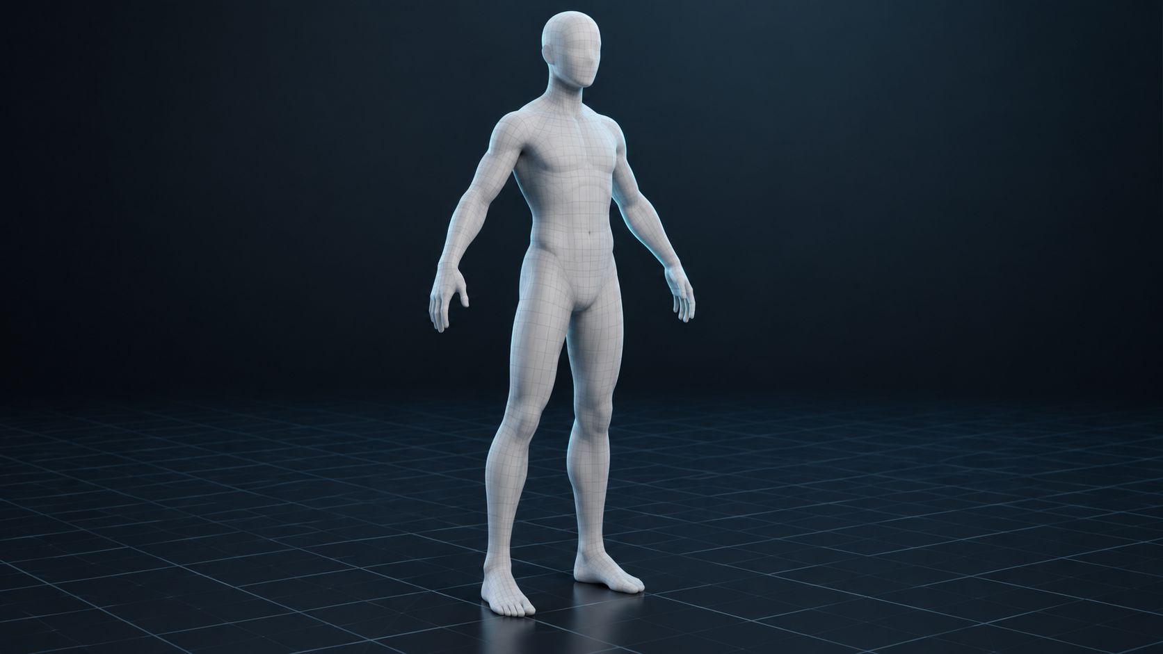 Rig ready 3D humanoid base mesh generated standing in a clean A pose with even surface topology