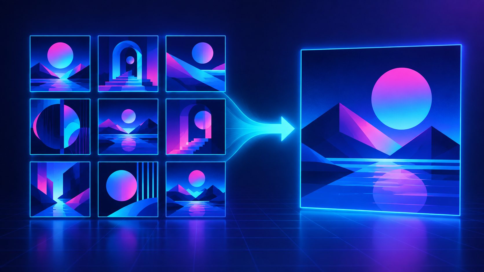 Concept illustration of a consistent visual reference board guiding an animation-style video frame