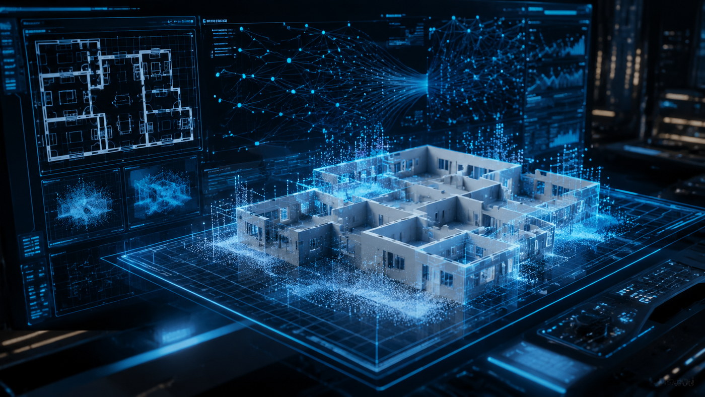 Neural4D floor plan to 3D: Direct3D-S2 engine building a watertight architectural wall mesh from a floor plan image