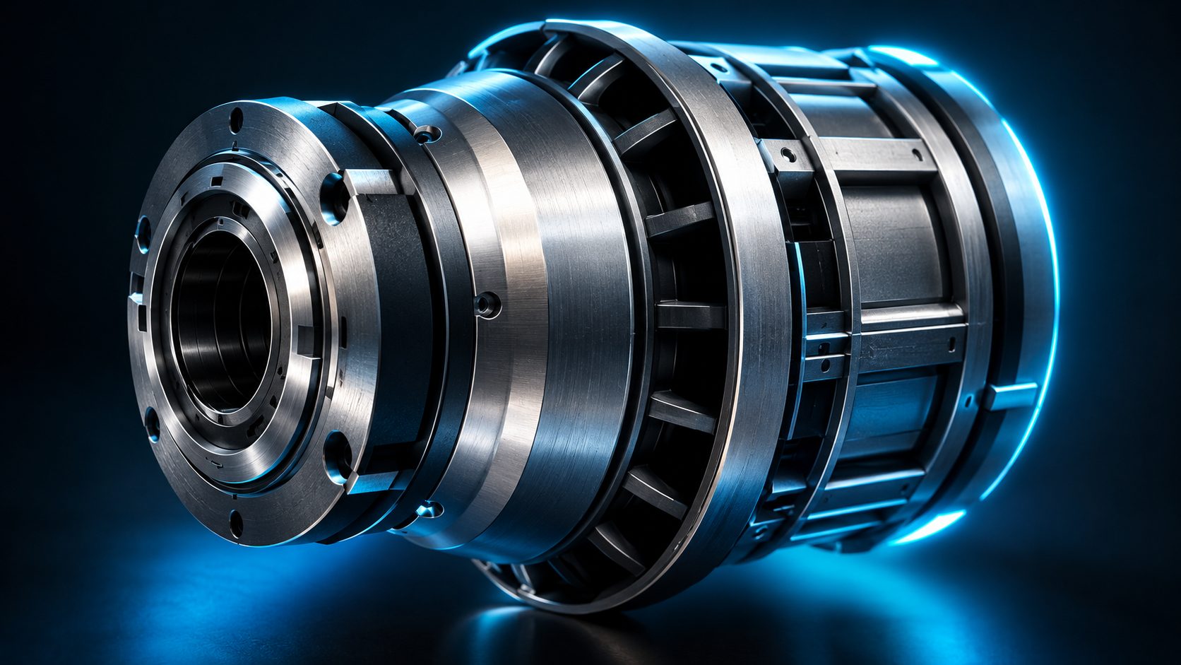 High detail watertight 3D asset with PBR textures rendered with cyan rim lighting on a dark background